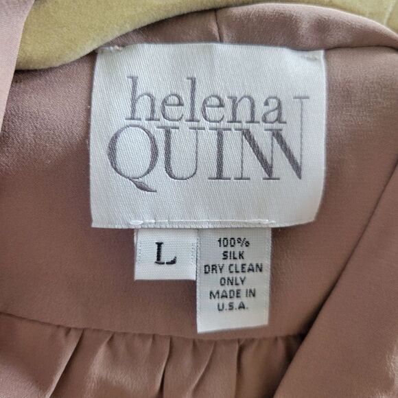 100% SILK HELENA QUINN REVOLVE TAN WHITE SHIRT DRESS TUNIC JACKET L XL NWT NEW - Picture 7 of 10